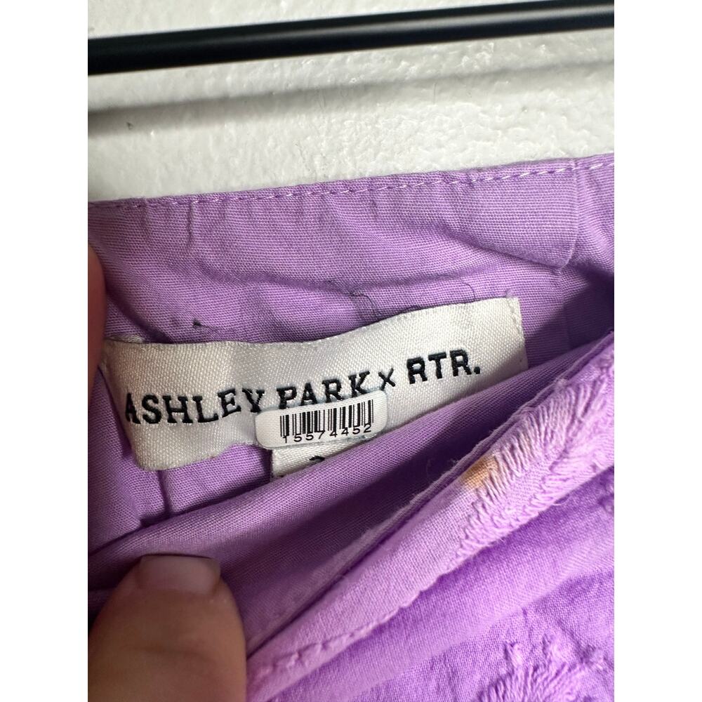 ASHLEY PARKER x RTR Women's Purple 100% Cotton Eyelet Wrap Mini Skirt Size 2 - Picture 6 of 14